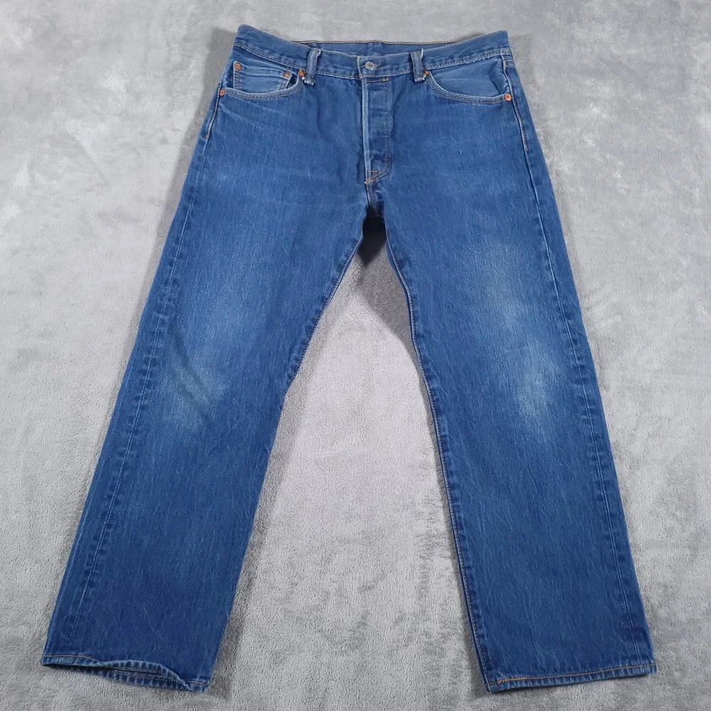 Levi's 501 Jeans Mens 36x30 (Fits 34x28) Blue‎ Button Fly Straight Leg Denim